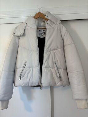 Walter Baker Off-White Puffer Jacket with Stand Collar